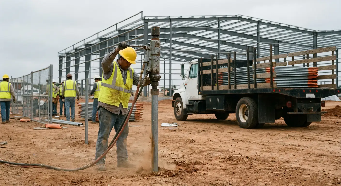 Industrial fencing installation site in Euless, TX