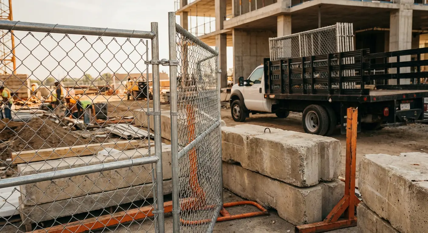 Commercial temporary fencing installation site in Euless, TX
