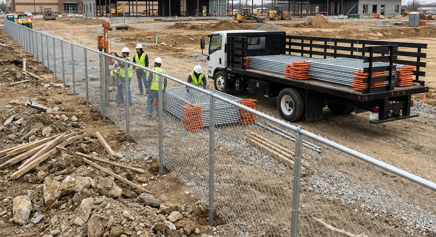 Post-Driven Construction Fence in Euless, TX