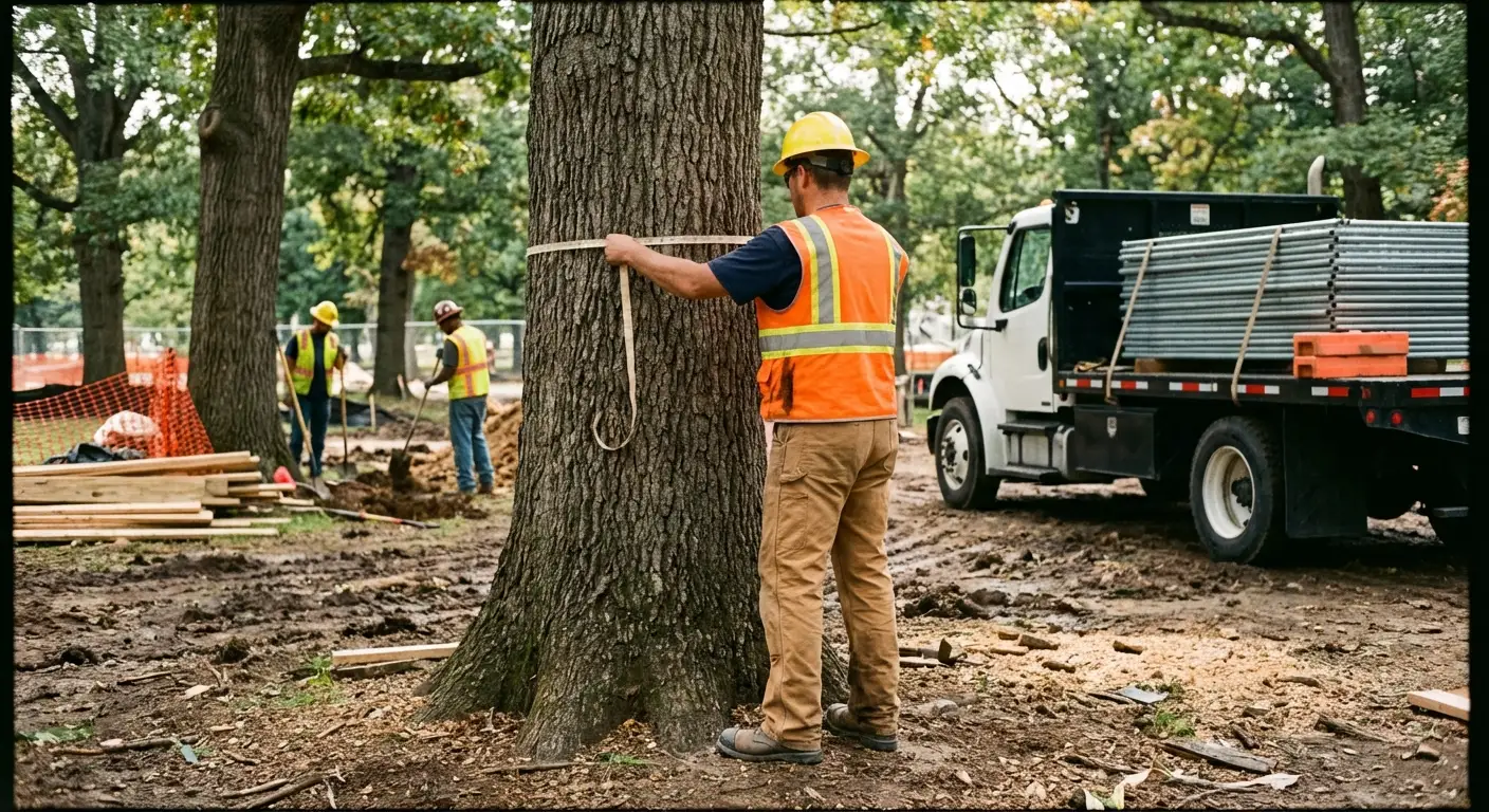 Tree protection zone fencing installation in Euless, TX