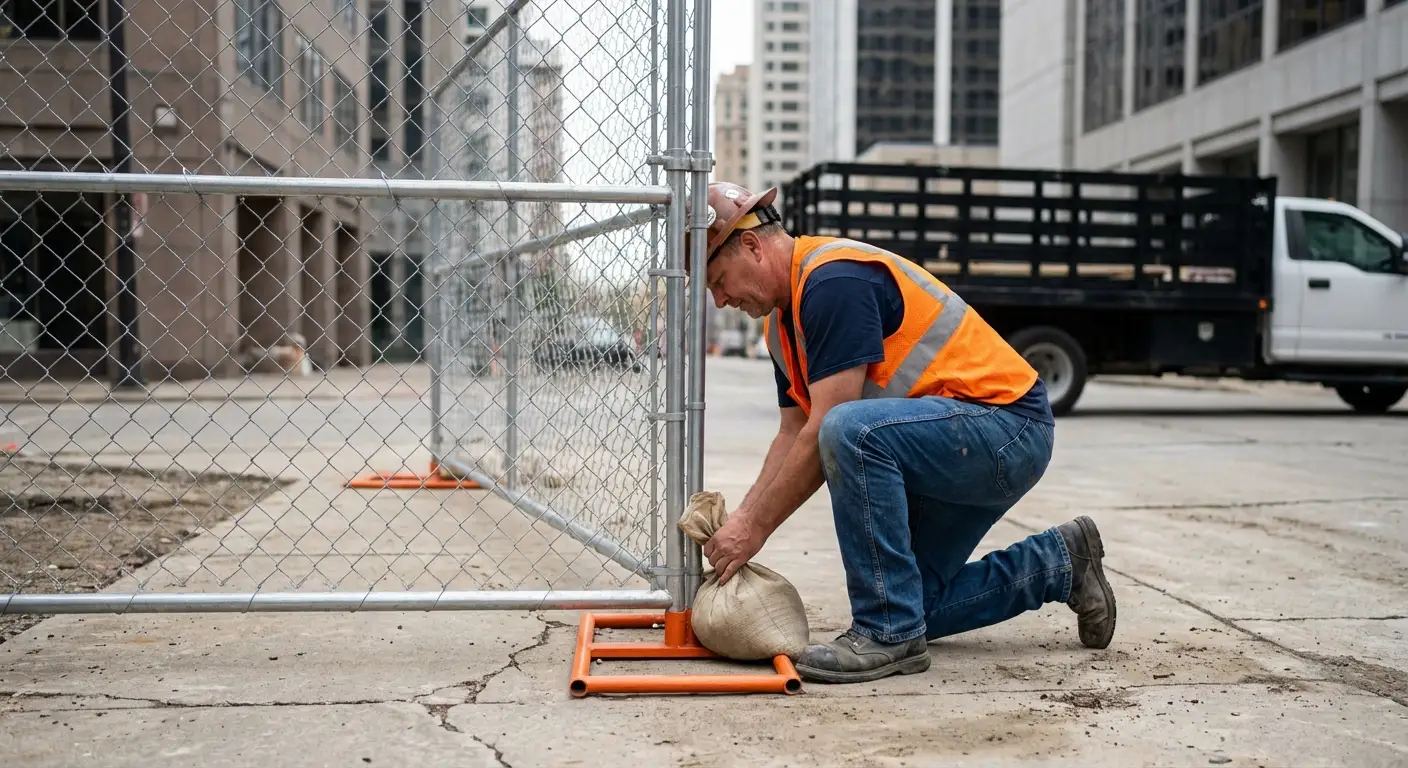 Temporary fence installation in Downtown Euless area