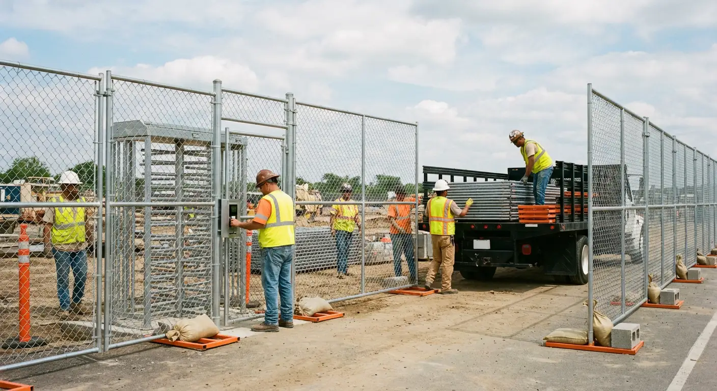 Secure construction site with temporary fencing in Euless, TX