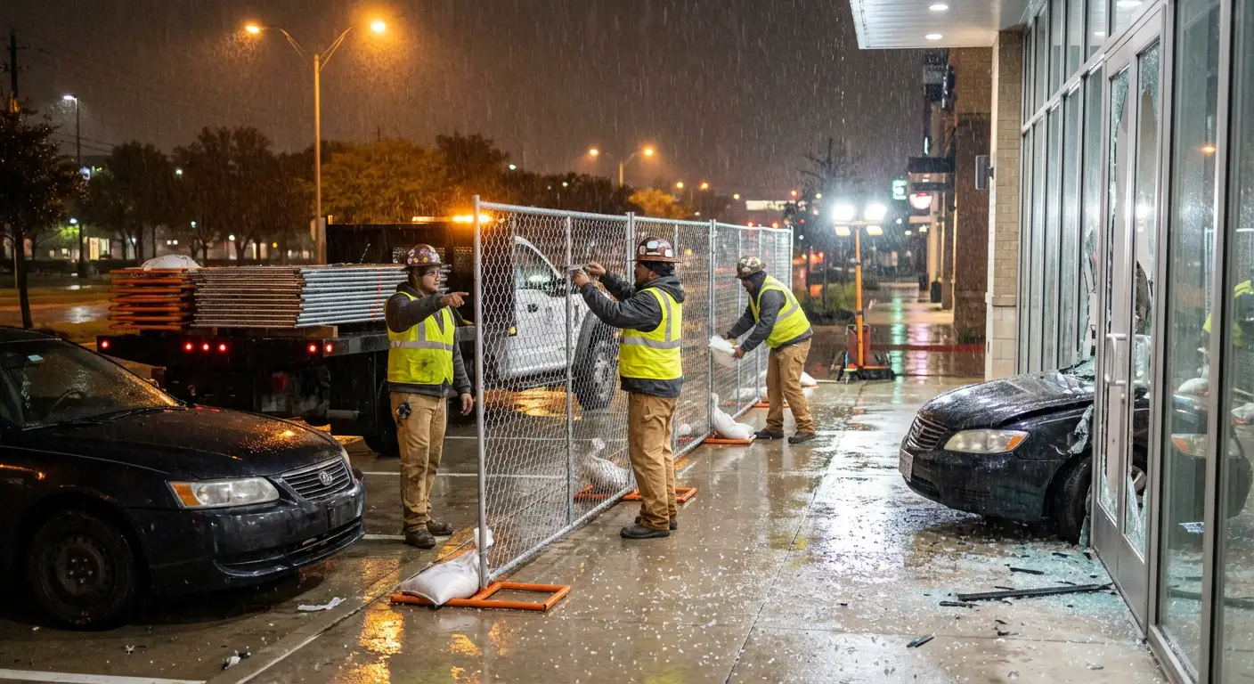 Emergency temporary fencing and dispatch logistics in Euless, TX