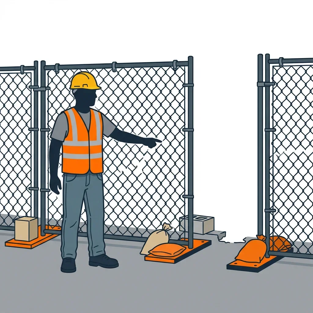 Diagram illustrating common construction site perimeter vulnerabilities in Euless, TX